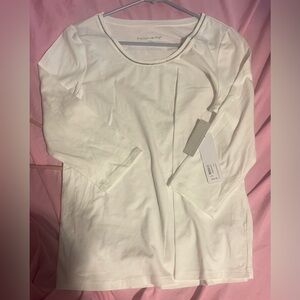 Soft Surroundings Cream Scoop Neck Top with Beaded Trim